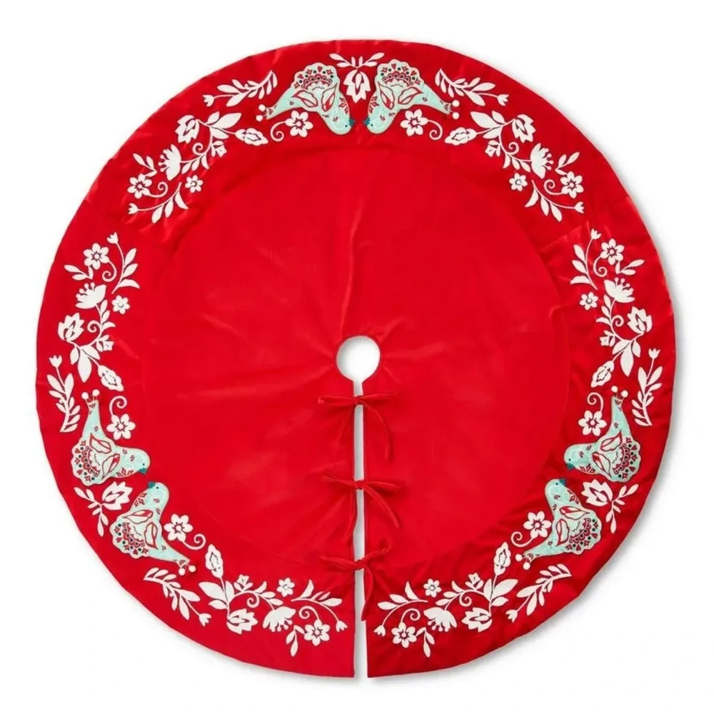 Pioneer Woman‎ Mazie Bird Christmas Tree Skirt Brand New red